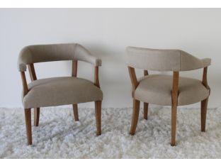 Natural Linen Arm Chair with Oak Frame