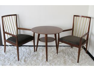 Walnut and Brass Spindle Back Arm Chair