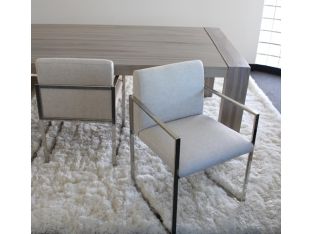 Oatmeal Linen Arm Chair with Stainless Steel Frame