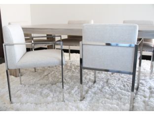 Oatmeal Linen Arm Chair with Stainless Steel Frame