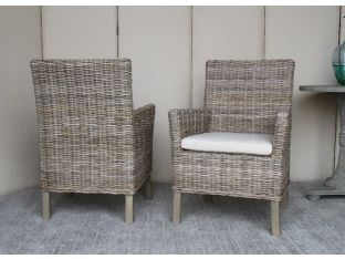 Rattan Arm Chair With Off-White Cushion