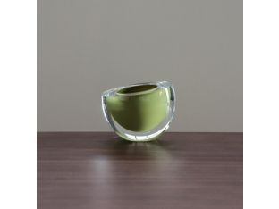 Small Catch Pea Green Hand Blown Glass Bowl - Cleared Décor