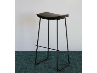 Lucia Bar Stool With Black Leather Cushion