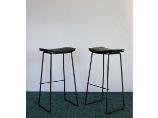 Lucia Bar Stool With Black Leather Cushion
