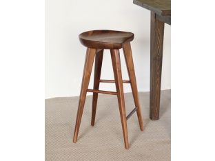Walnut Bar Stool with Tapered Legs