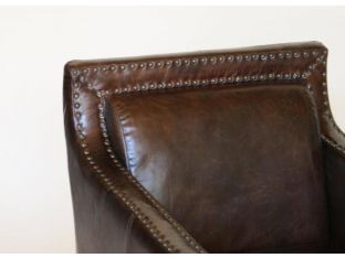 Cigar Leather Club Chair with Nailhead Trim