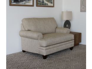 Natural Tweed Rolled Arm Oversized Club Chair