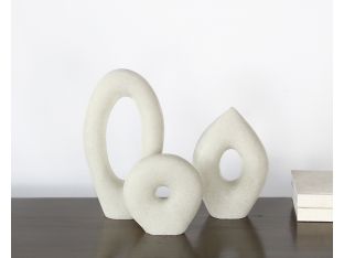 Set Of 3 Ivory Stone Objects - Cleared Décor