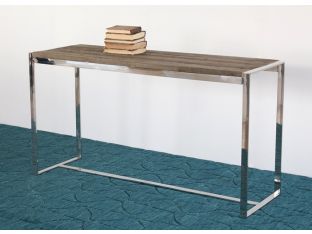Reclaimed Wood and Stainless Steel Console