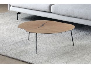 Low White Oak Coffee Table with Forged Steel Legs