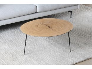 Tall White Oak Coffee Table with Forged Steel Legs