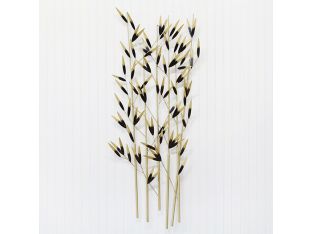 Black And Brass Bamboo Reeds Wall Sculpture - Cleared Decor