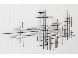 Ground Steel Abstract Grid Wall Sculpture - Cleared Decor