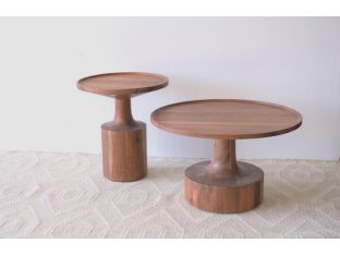 Circular Solid Acacia Wood End Table