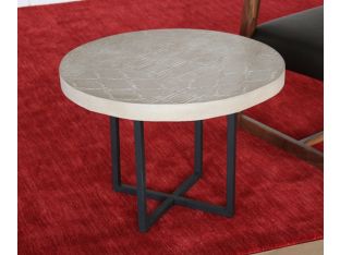 Hand-Etched Side Table with Steel Base