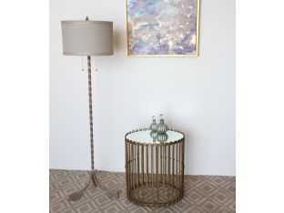 Gilded Wire Drum Side Table