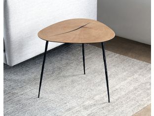 Low White Oak End Table with Forged Steel Legs