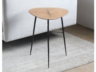 Tall White Oak End Table with Forged Steel Legs
