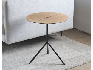 White Oak Tripod End Table with Steel Legs