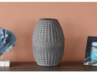 Gray Ribbed Vase - Cleared Decor