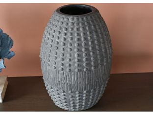Gray Ribbed Vase - Cleared Decor