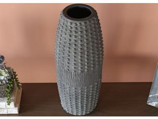 Tall Gray Ribbed Vase - Cleared Decor
