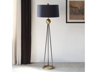 Antique Brass and Black Iron Floor Lamp