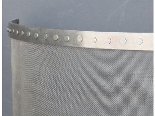 Curved Iron Mesh Riveted Brass Fireplace Screen
