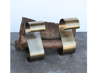 Pair of Brass Scroll Andirons