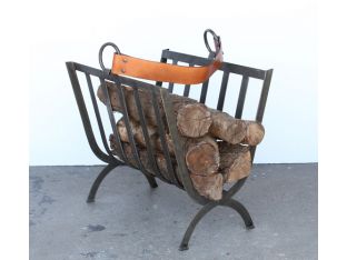 Iron Band Log Holder with Leather Handle