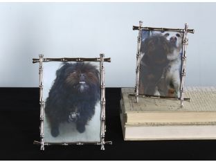 Set of 2 Silver Bamboo Picture Frames - 4x6 and 5x7