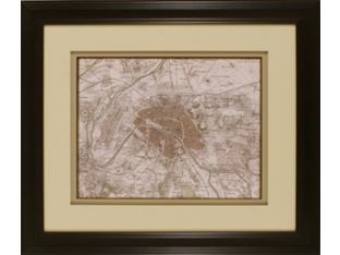 Sepia Map of Paris 26W x 22H