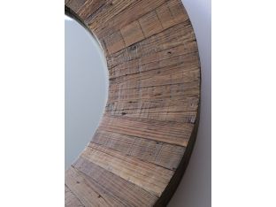 Round Reclaimed Wood Framed Mirror