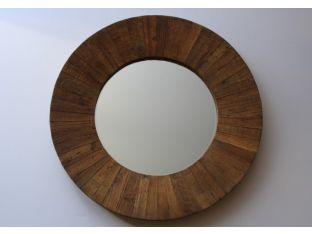 Round Reclaimed Wood Framed Mirror