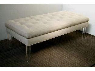 Modern Cream Ottoman with Acrylic Legs