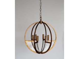 Lucite and Gold Leaf Orb Chandelier