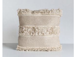White Copper Fringe Pillow