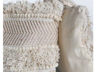 White Copper Fringe Pillow
