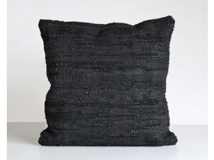 Stitch Black Leather Pillow