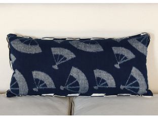 1930's Ikat Feathered Fan Lumbar Pillow