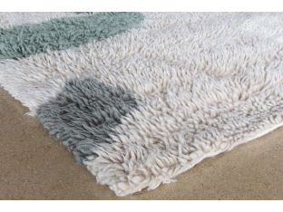 8' X 10' Abstract Cream, Peach, & Blue Wool Rug