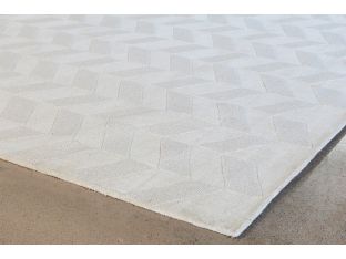 8' X 11'  Ivory Hand Loomed Geometric Wool Rug