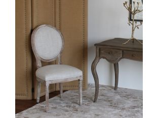 Natural Linen Louis Round Side Chair