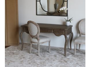 Natural Linen Louis Round Side Chair