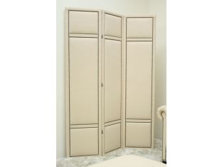 Cream 3-Panel Screen with Small Pewter Nails