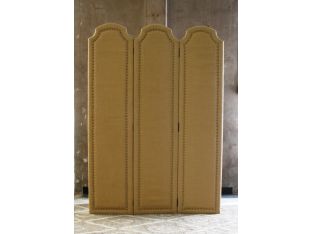 Burlap 3-Panel Screen with Nailhead Trim