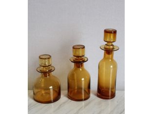 Set of 3 O'Connor Decanters in Amber