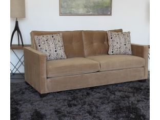 Caramel Tufted Velvet Sofa