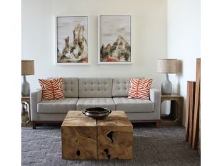 Dixon Sofa in Beige with Walnut Legs