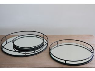 Set of 3 Mirrored Iron Railing Trays